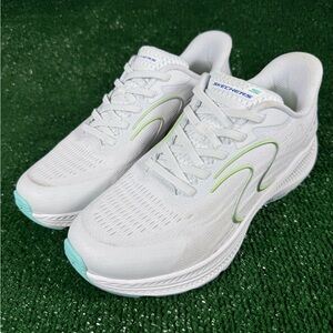 Skechers Women's White Running Sneakers with Mint & Lime Trim